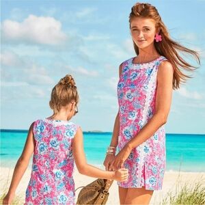 LILLY PULITZER GINGE SHIFT ROMPER - ROXIE PINK WAVE N SEA
